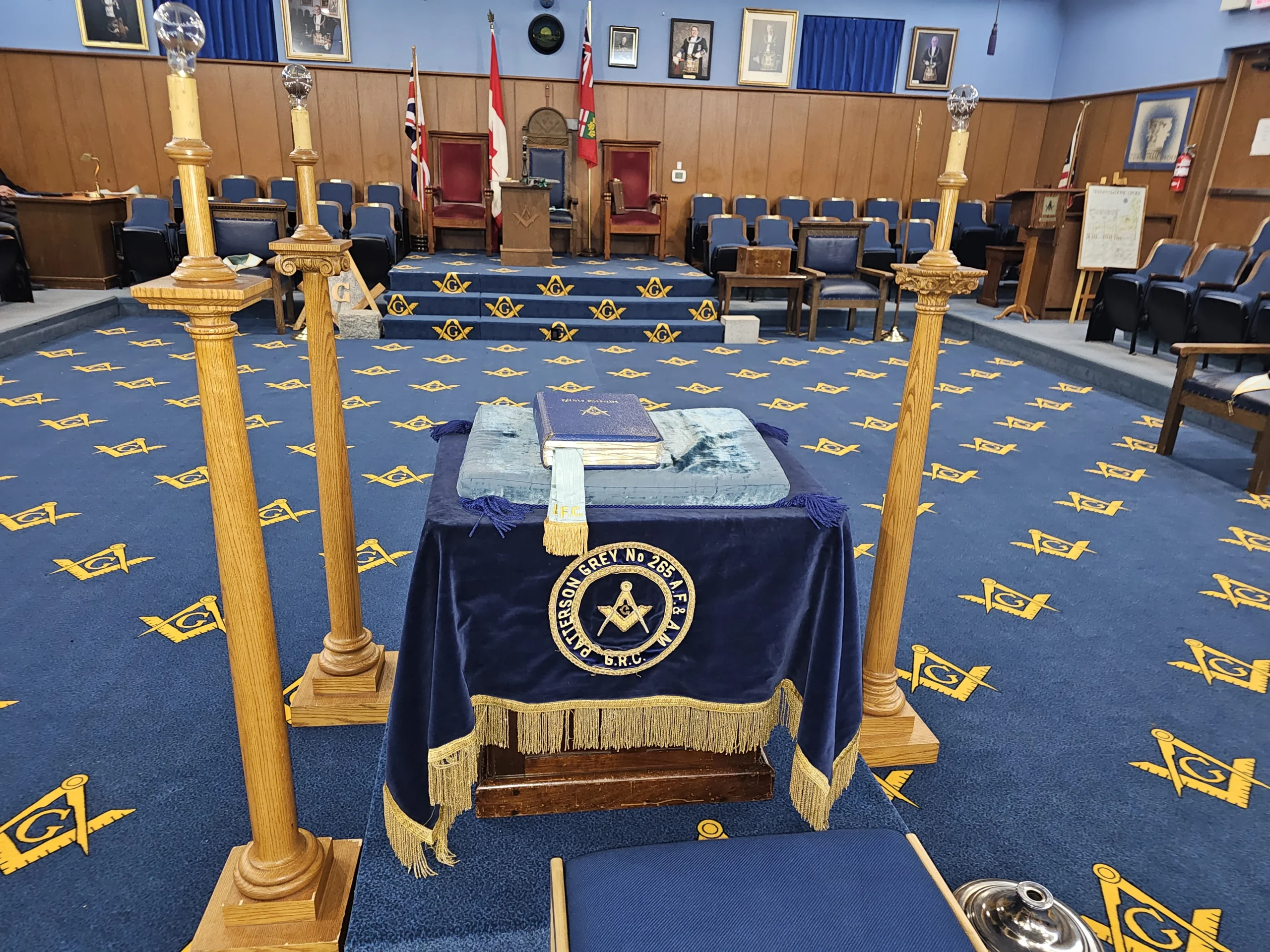 Interior of Patterson Grey Lodge at Thornhill Masonic Hall