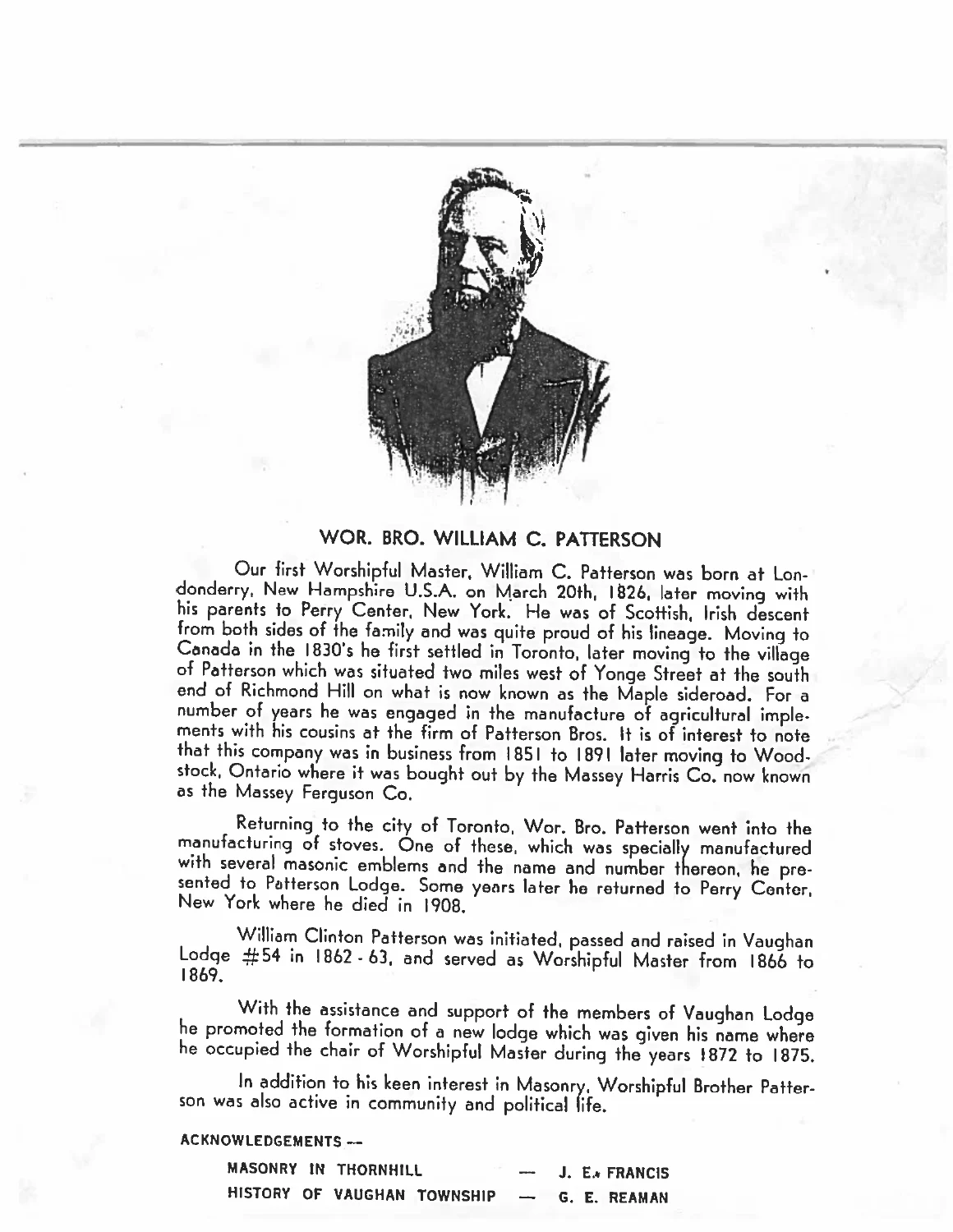 Archival biographical record concerning William C. Patterson